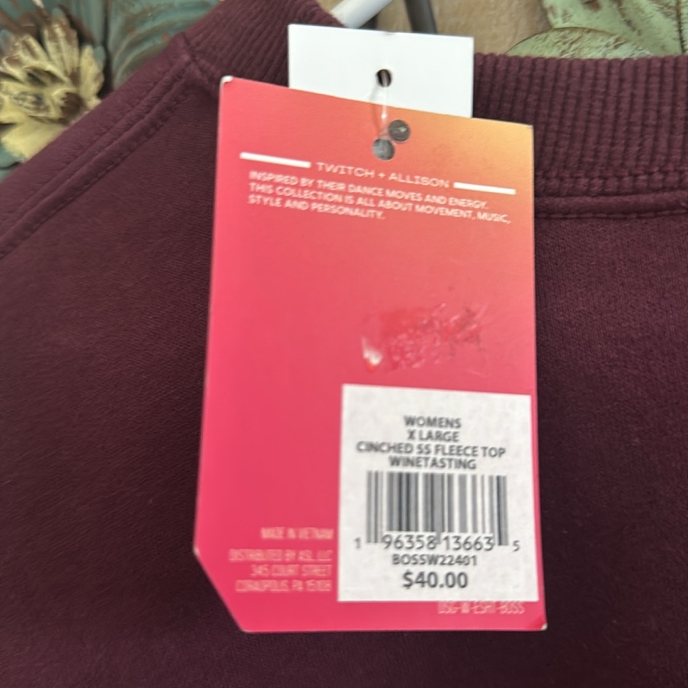 DSG Women's cinched SS fleece Crop oversized Top size XL NWT - Picture 6 of 9